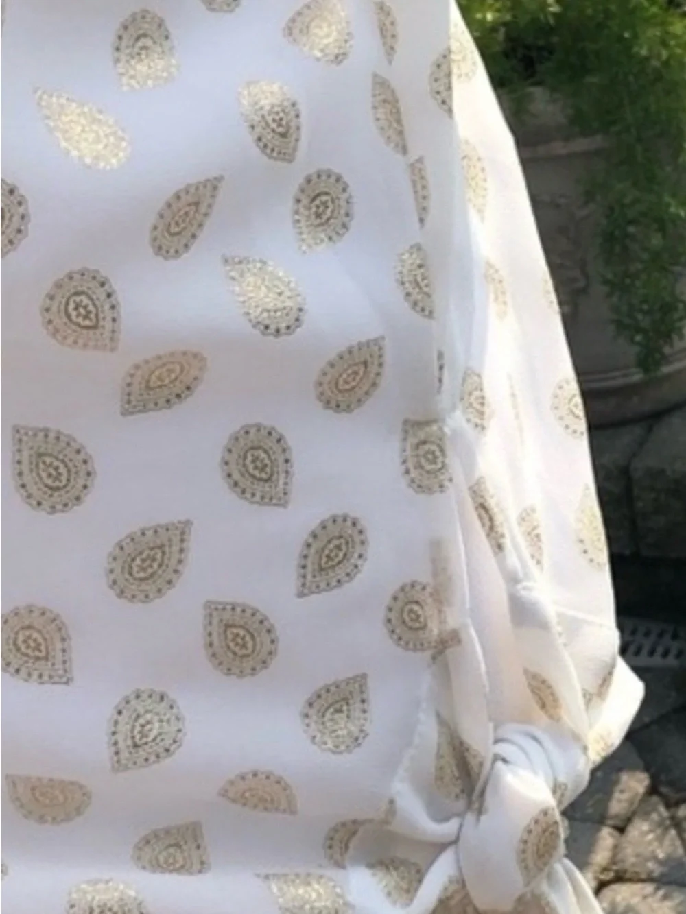 Michael Kors Cream Short-Sleeve Top with Gold Paisley Dot Print